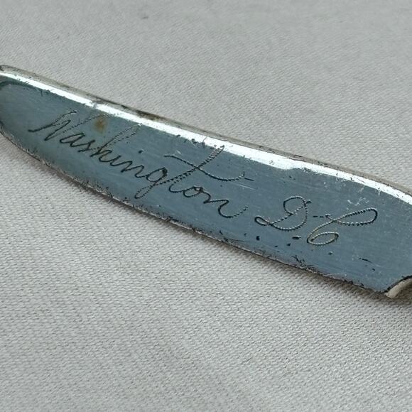 Antique Sterling Silver Butter Knife Brooch Pin Washington DC 1947 Souvenir 2.5" - Picture 10 of 12